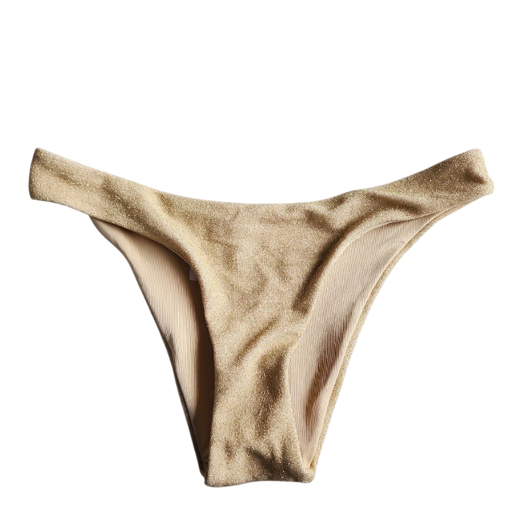 Aerie Tan With Shimmer Nwot Cheeky Bikini Bottom Size‎ Small